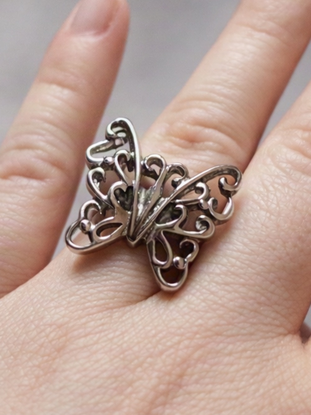 5/$25 Inox 316L Silver Butterfly Openwork Ring Size 8